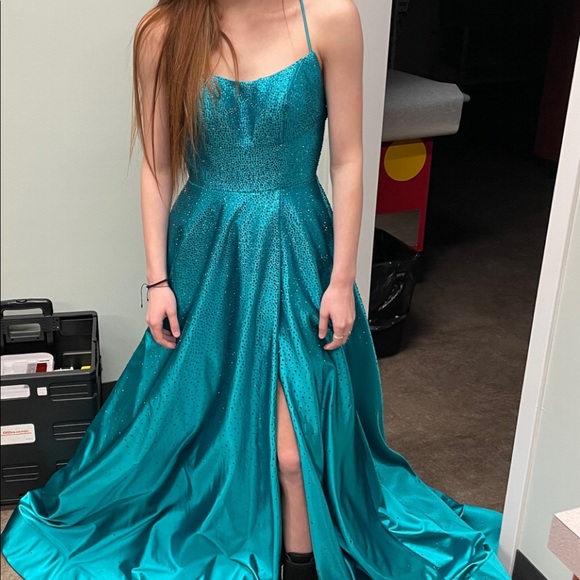 Sherri Hill size 00 Jade Ball gown with slit - Picture 3 of 4